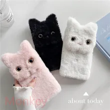 Fur Plush 3D Cat Ears Phone Case For OPPO Reno 6 5 4 Lite 3 Pro 2 5F 4F 4Z 2Z 2F Find X2 X3 pro Warm Winter Silicone Back Covers