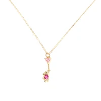 fashion shiny pink cute mini christmas bear heart zirconia cartoon animal pendant necklace for women girl choker jewelry gift