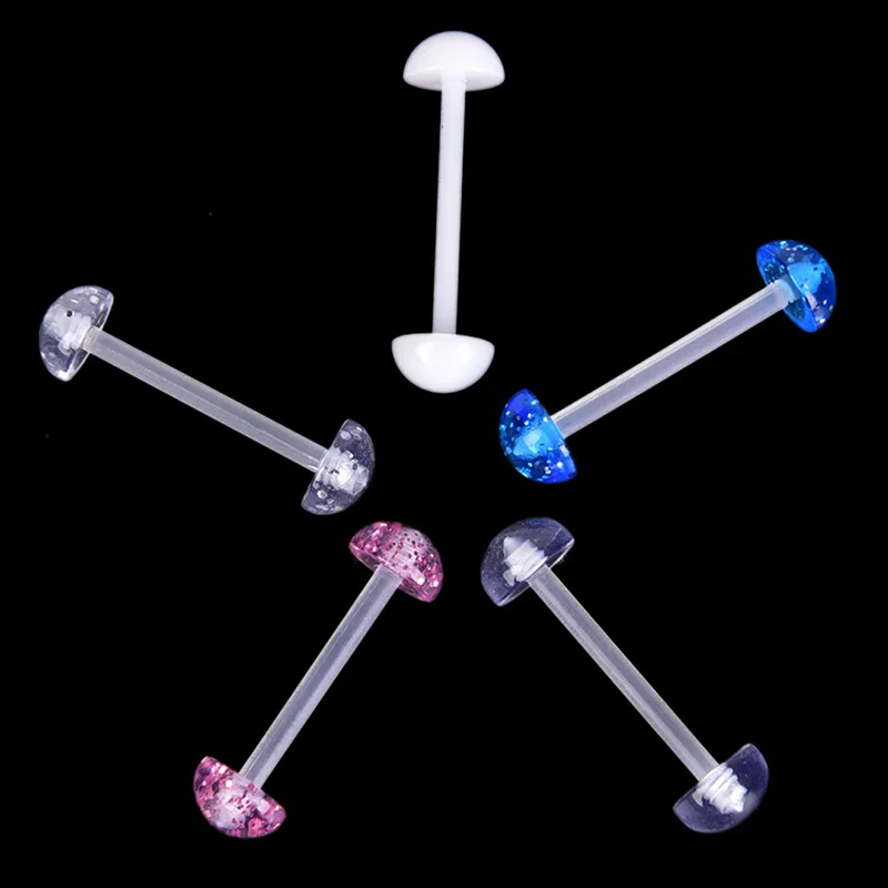 5Pcs/Set Tongue Ring Mixed Acrylic Ball Soft Navel Nipple Rings Sexy Vintage Piercing Body Jewelry For Woman Man | Украшения и