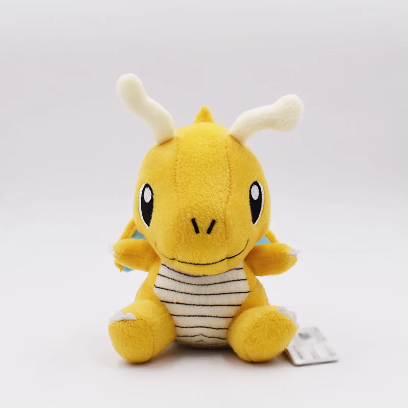 17 см японская аниме Кукла драконит плюшевые игрушки Peluche куклы мягкие животные сидящие Куклы Kawaii желтый милый Рождественский festy - Цвет: Dragonite