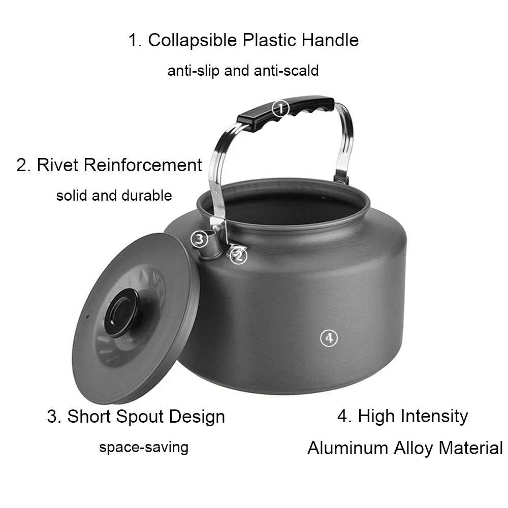 

2L Portable Water Kettle Water Pot Teapot Coffee Pot Indoor Aluminum Alloy Tea Kettle Outdoor Camping Hiking Picnic Pot