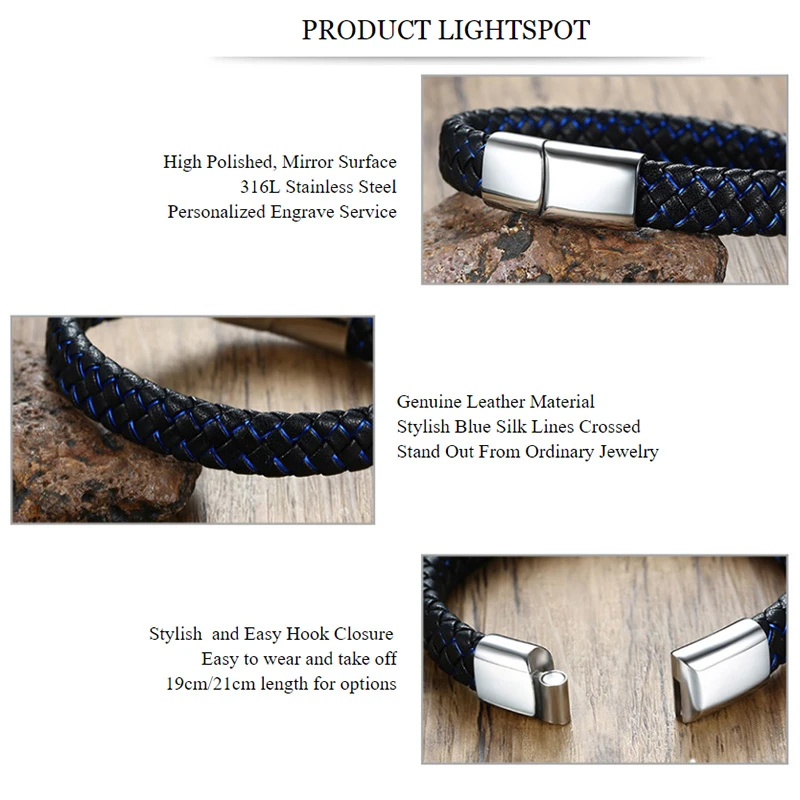 Стильный мужской браслет Vnox с изображением имени на заказ из нержавеющей стали