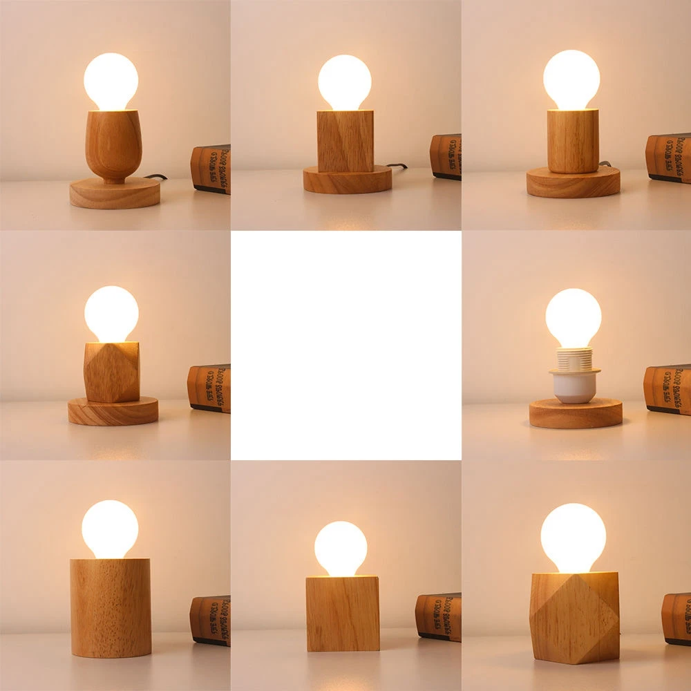 Вход переменного тока ретро деревянная настольная лампа с цоколем E27 винтажный