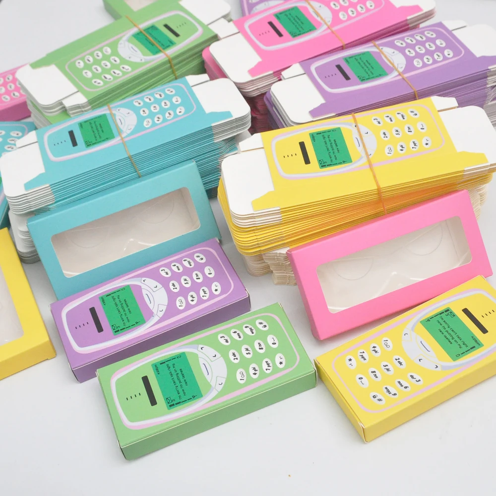 

wholesale 50/100 pcs false eyelash packaging paper Mobile box lash boxes packaging custom logo faux cils 25mm mink eyelashe case