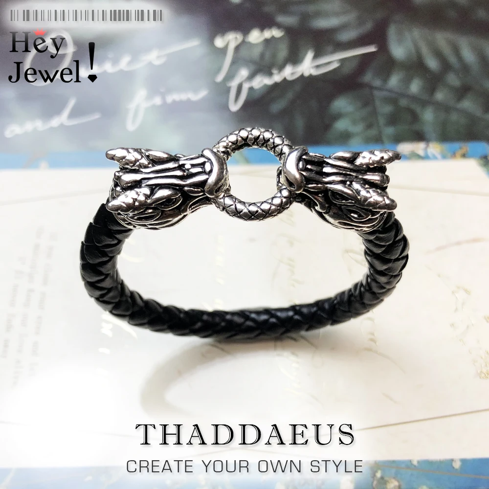 

Dragon Leather Bracelet,Europe Style Rebel Fashion Good Jewerly For Men & Women,2017 Gift In Sterling Silver Heart