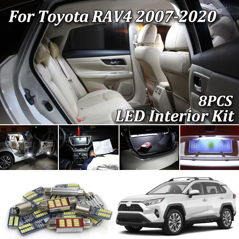 8 шт. белые светодиодные с CANBUS салона автомобиля Комплект ламп для тойота рав 4 Toyota RAV4 led интерьер чтения купол багажника огни