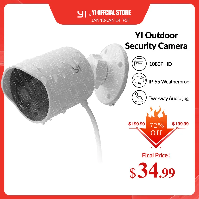 YI outdoor security camera 1080p ip wifi cam weatherproof infrared night vision motion detection home Cameras