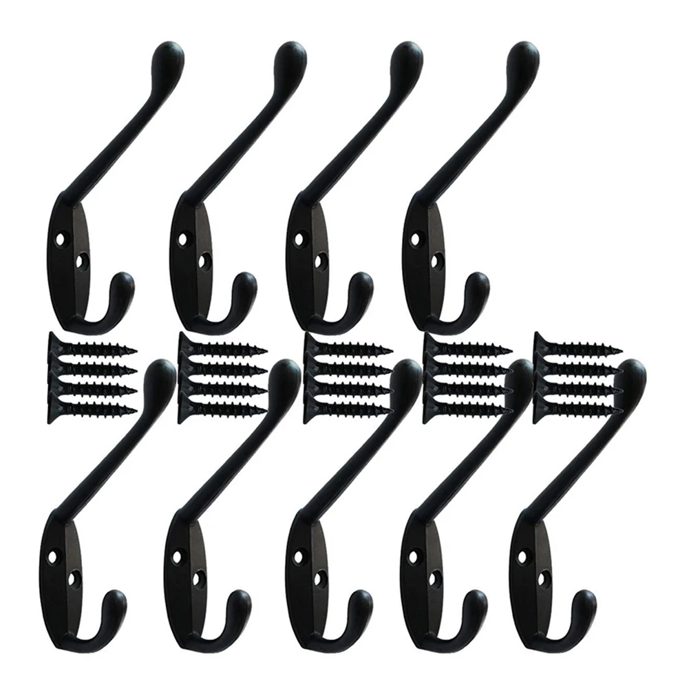 

9 Pcs Heavy Duty Coat Wall Hooks Retro Hanger Double Pole for Hat with 20 Screws RT88