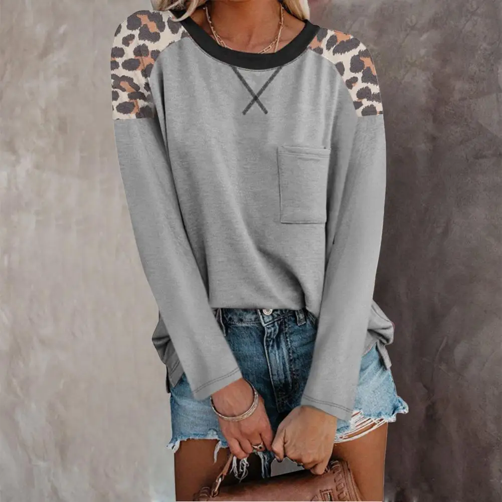 

Women's Leopard Blouse And Tops Spring Print Stitching Long Sleeve Loose Plus Size Blouse Shirt Blusas Mujer De Moda 2021