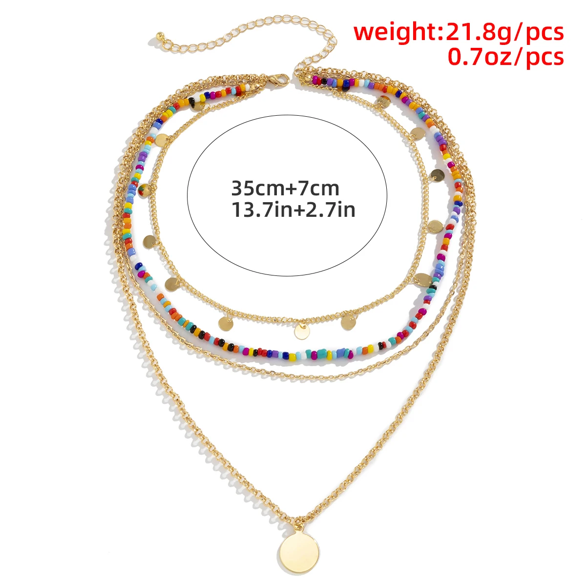 

Boho Colorful Multi Layer Hand-woven Beaded Chain Choker Necklace For Women Punk Geometric Round Pendant Necklace Jewelry Gifts