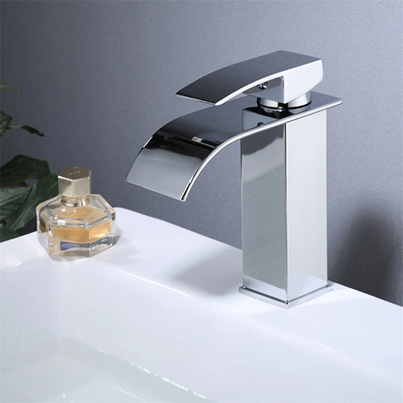 

Wholesale And Retail Deck Mount Waterfall Bathroom Faucet Vanity Vessel Sinks Mixer Tap Cold And Hot Water Tap