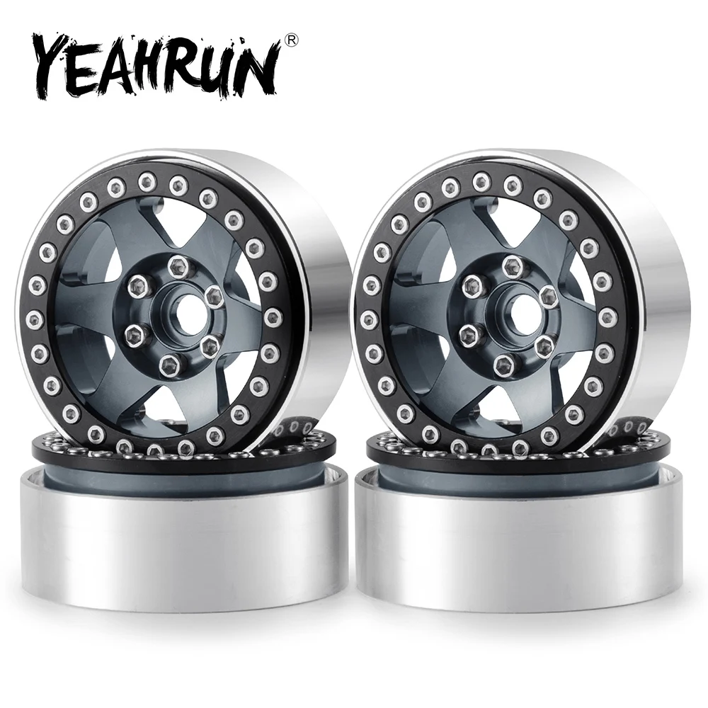 

YEAHRUN 1/10 RC Model Car Parts Titanium Metal Alloy 1.9 Inch Beadlock Wheel Rims Hubs for Axial SCX10 CC01 D90 1/10 RC Crawler