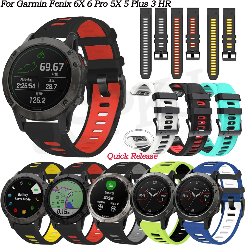 

Silicone Strap Smart Watch Band 26 22mm Bracelet For Garmin Fenix 6 6X Pro 5 5X Plus 3HR 935 945 Wristband Easyfit Quick Release