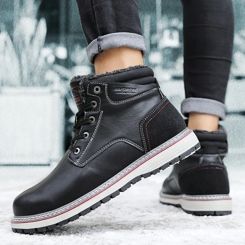 

Men Leather Boots High Quality Ankle Boots Spring Autumn And Winter Man Shoes Ankle Boot Men's Snow Shoe Work Big Size 38-46