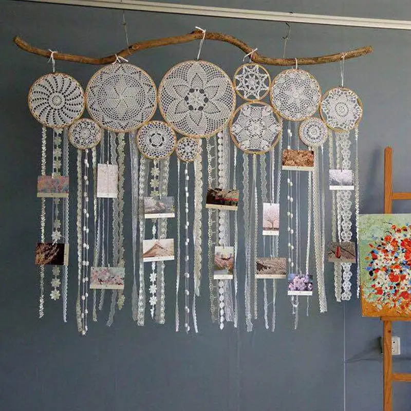 Кольца Ловец снов круглые кольца из бамбука с вышивкой кольцо ветряной