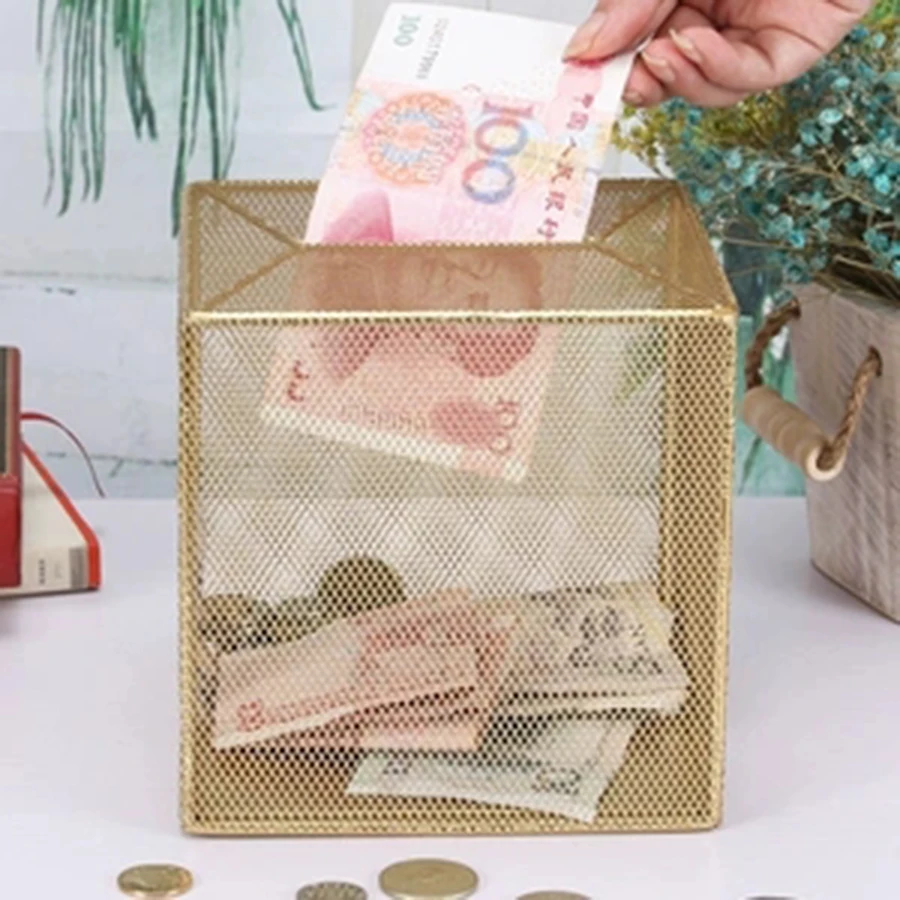 Металлическая Копилка цвета розового золота копилка для взрослых монет