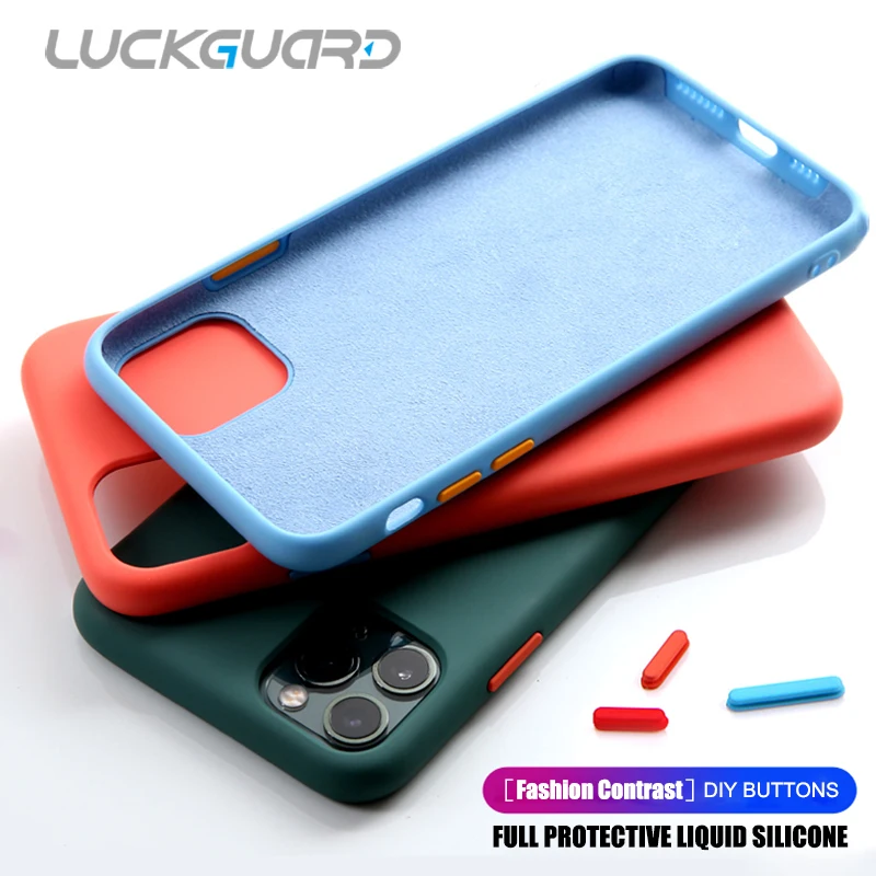 Contrast Color Case For iPhone 7 8 6 6s Plus 11 Original Liquid Silicone No Logo Shockproof Cover X Xs Pro Max XR |