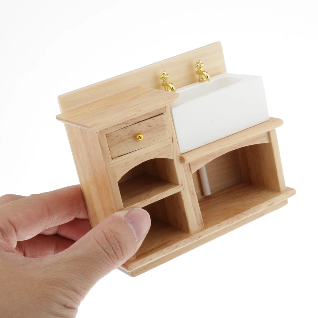 Европейский 1:12 кукольный домик мебель мини шкаф для раковины в ванной ручной
