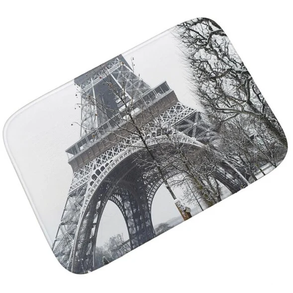 Модный черный белый башня Парижа Нью Йорк Лондон город Добро пожаловать коврик