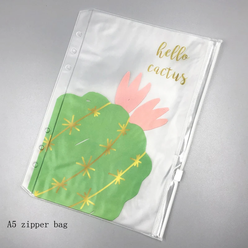 A5 hello Cactus Fromthenon милый блокнот сумка для хранения прозрачный ПВХ сумки на молнии аксессуары для планировщика для Filofax 6 отверстий мешочек дневник канцелярские принадлежности - Цвет: A5 hello Cactus