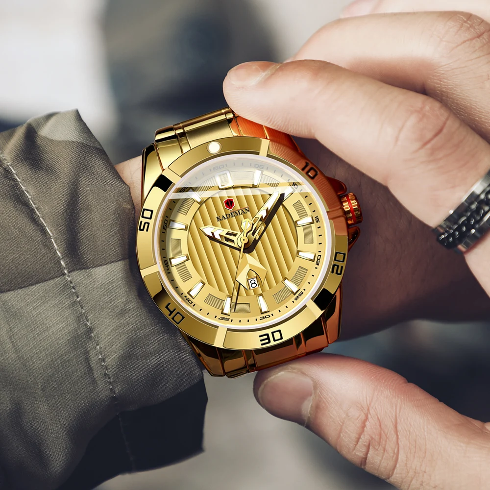 

Male Black RoseGold Steel Watches Men Big Dial Chronograph Quartz Watch Men's Clock Waterproof LED Display Business Reloj Hombre