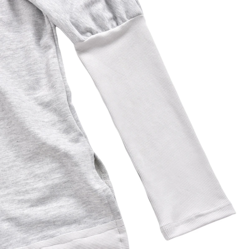 

Autumn Women Casual High Collar Stitching Contrast Solid Color T-Shirt Knitted Long Sleeve Casual Shirt Lady