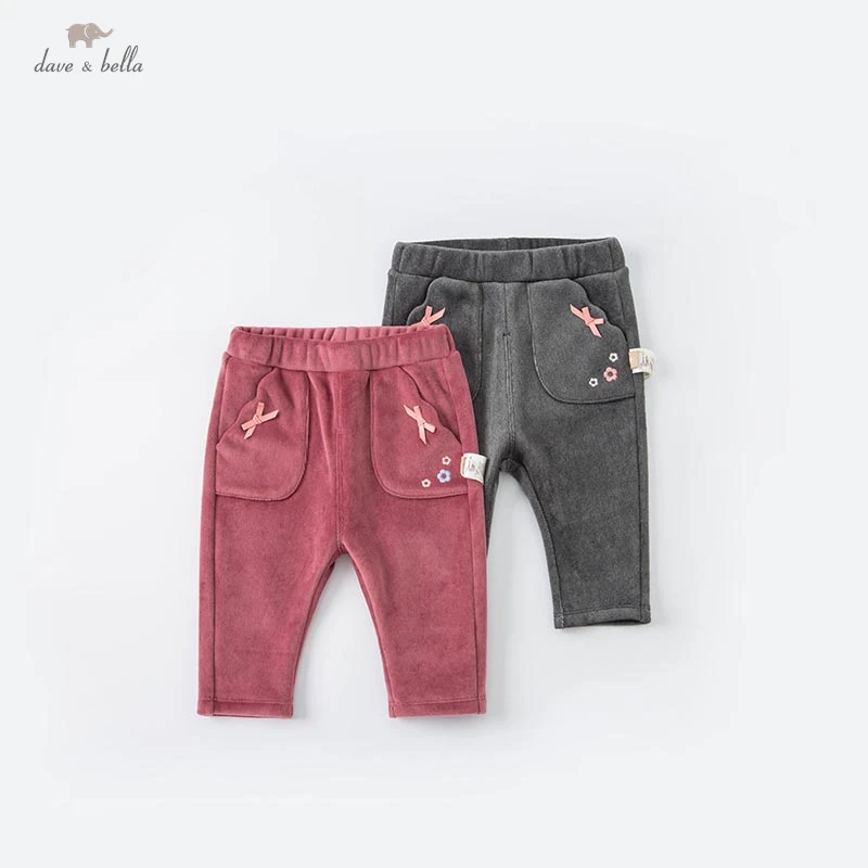 

DBZ19127 dave bella winter baby girls fashion bow floral pants children full length kids girl pants infant toddler trousers