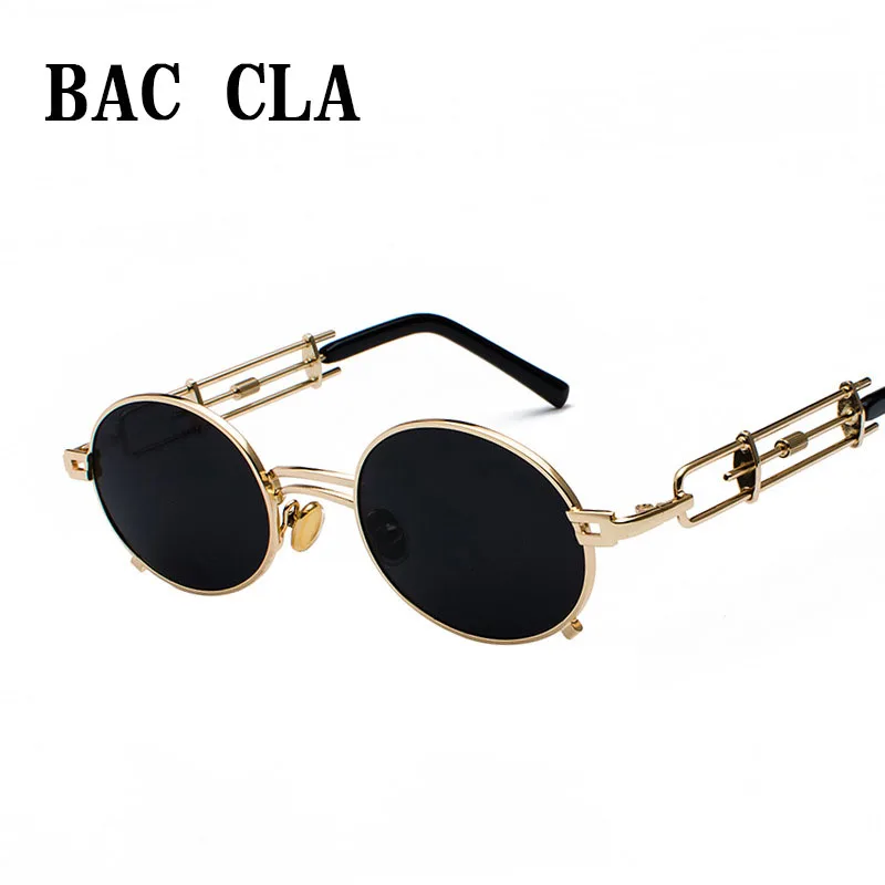 

BAC CLA Retro Steampunk Sunglasses Men Round Vintage 2019 Metal Frame Gold Black Oval Sun Glasses for Women Red Male Gift