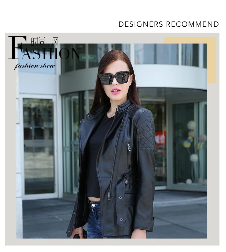 Бесплатная доставка Женская Длинная тонкая куртка из натуральной кожи осенняя