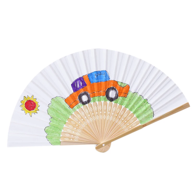 

Folding Fan White Blank Paper Folded Fan Bridal Dancing Props Church Wedding Gift Party Home Office DIY Decor(50Pcs)