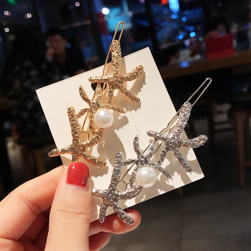 Заколка для волос с жемчужинами и морскими звездами 2019| |