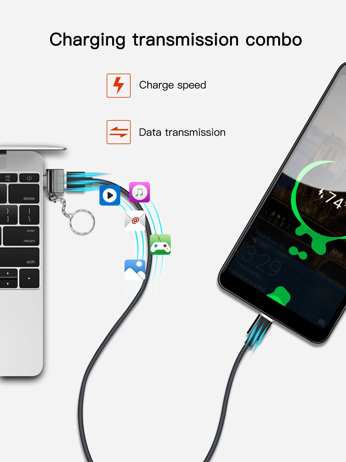 FONKEN usb type C OTG адаптер type-C конвертер USB для usb C PD зарядное устройство Мышь Клавиатура флэш-диск Портативный брелок для ключей OTG штекер