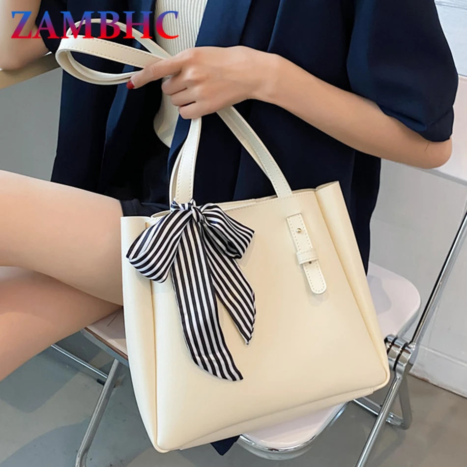 

2 Pcs Set Purses and Handbags Luxury Designer Soft Pu Leather Shoulder Bags for Women Elegant Scarves Ladies Hand Bag Travel Sac