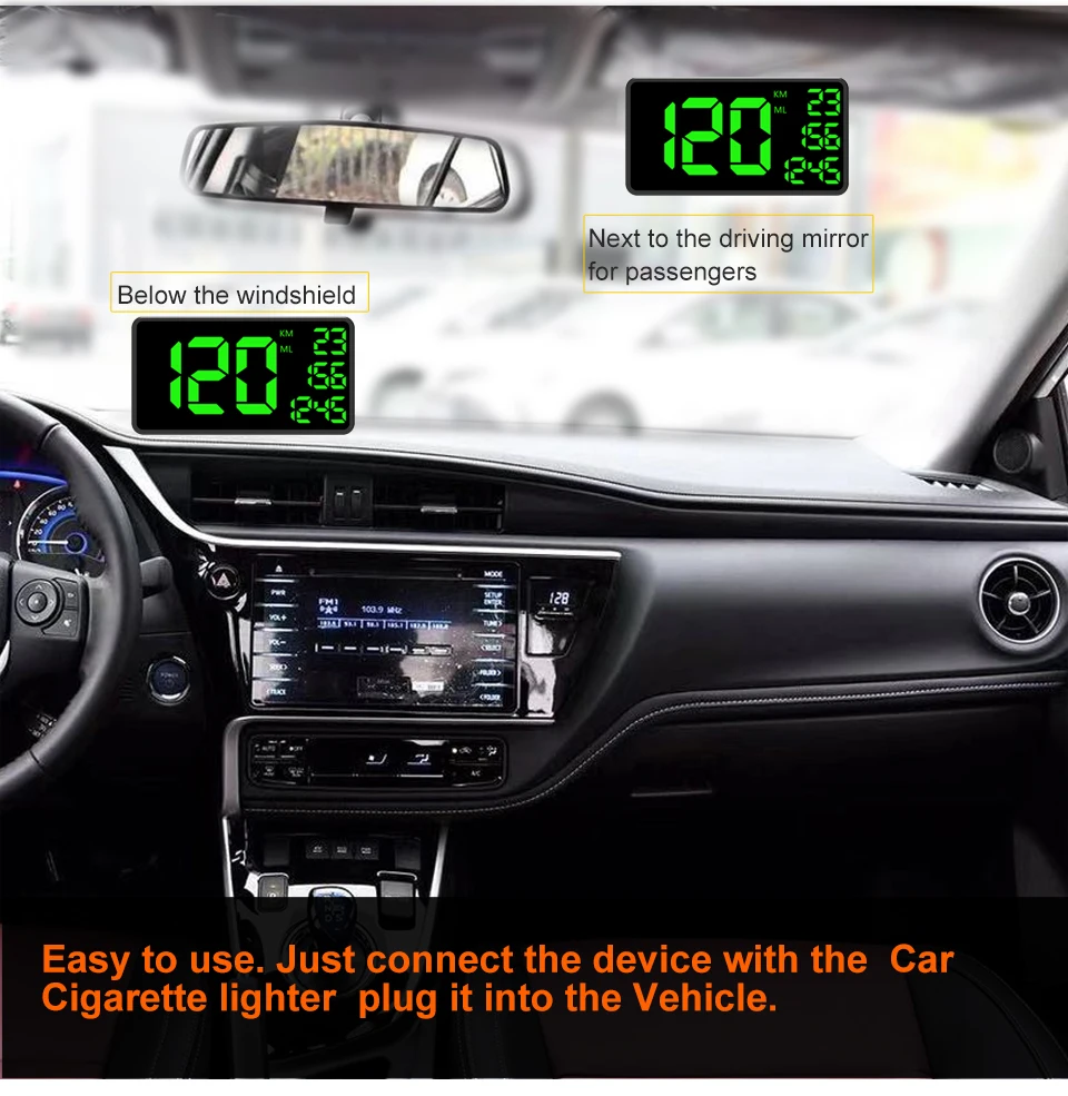 Автомобильный GPS HUD Спидометр C1090 зеленый экран дисплей совместимый со всеми