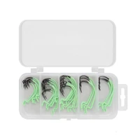 luminous crank fishhooks with barbed single hook set high carbon steel luminous crank hook set soft worm fishing accessories