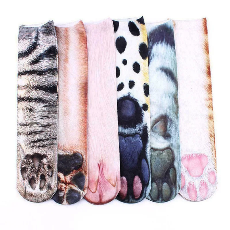 Забавные эластичные носки унисекс для взрослых дышащие с 3D-принтом в виде лапы