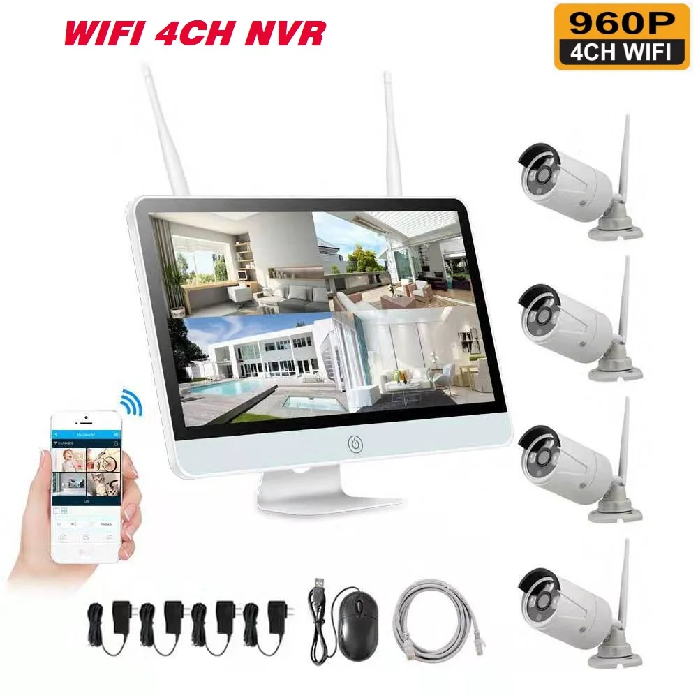 Беспроводная NVR 960 P HD наружная домашняя камера безопасности Система 4CH CCTV видеонаблюдение NVR комплект HDD Wifi камера