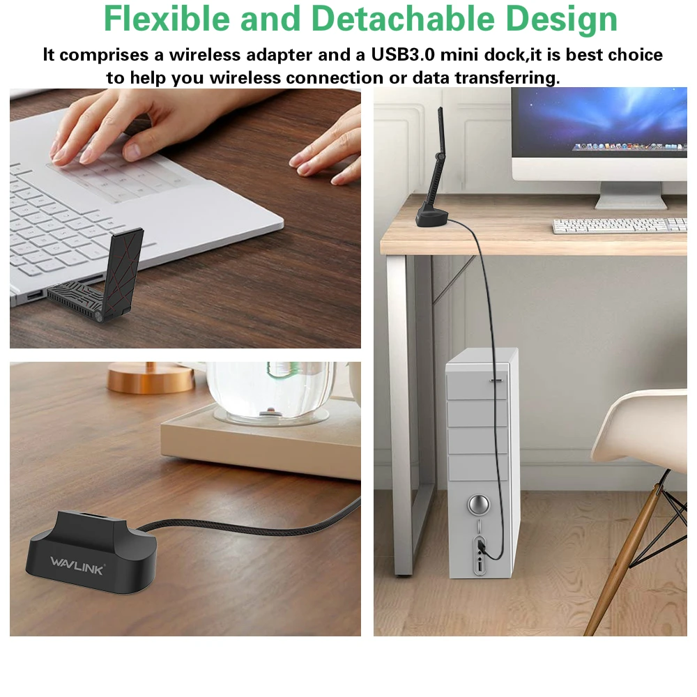 Двухдиапазонный адаптер Wavlink AC1900 USB 3 0 5 ГГц 1900 Мбит/с Wi-Fi антенна приемник 2 4G 802.11AC