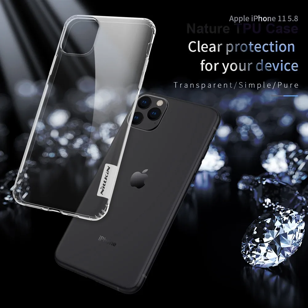 Для iPhone 11 Pro Max чехол NILLKIN кожа Мягкий силикон природа прозрачный для iPhone 11 5,8 '6," 6,5" Pretctive чехол