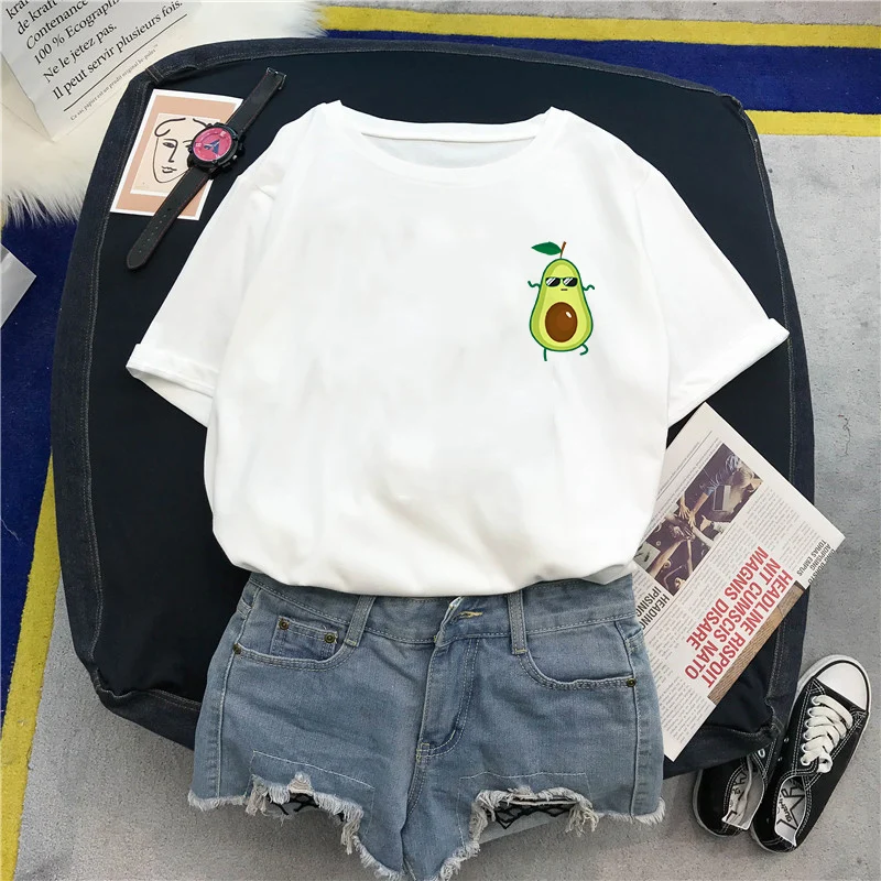 Новинка 2018 летняя Милая футболка с коротким рукавом и авокадо женские милые