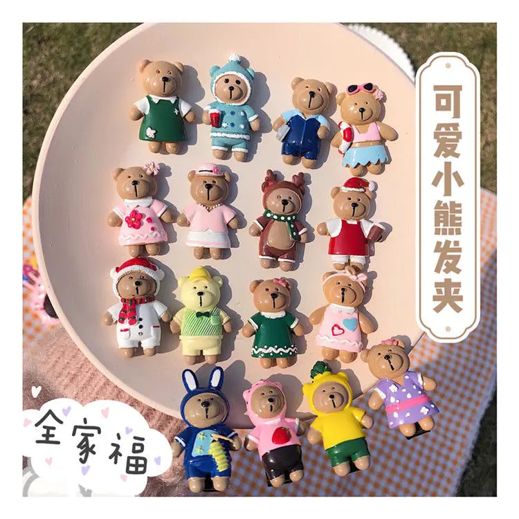 

Заколка для волос с милым медведем, резиновая сетчатая красная Милая заколка для девочек с мультяшным рисунком, Студенческая заколка для во...