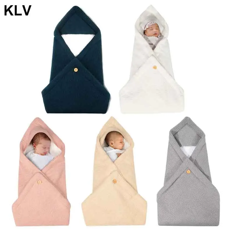 

Baby Sleeping Bags Envelope Candy Color Knitted Blanket for Newborns Swaddle Wrapper Super Soft Winter Warm Stroller Sleepsacks