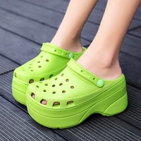 summer green platform high heels sandals non slip wedges shoes for women 10 cm increase fashion garden shoes