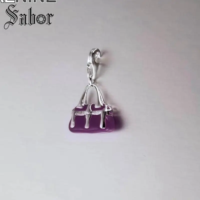 Классические посеребренные фиолетовые сумочки Diy талисманы для браслетов и