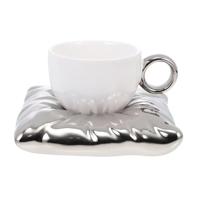 

1 Set Lovely Coffee Mug Ceramic Cup Coffee Cup Saucer Water Drinking Cup