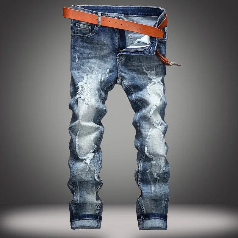 

Ripped Jeans Mens Fashion Beggar Mens Jeans Slim Elastic Jeans Pants Printed Jeans Men Men Skinny Jeans Men Jeans Pants
