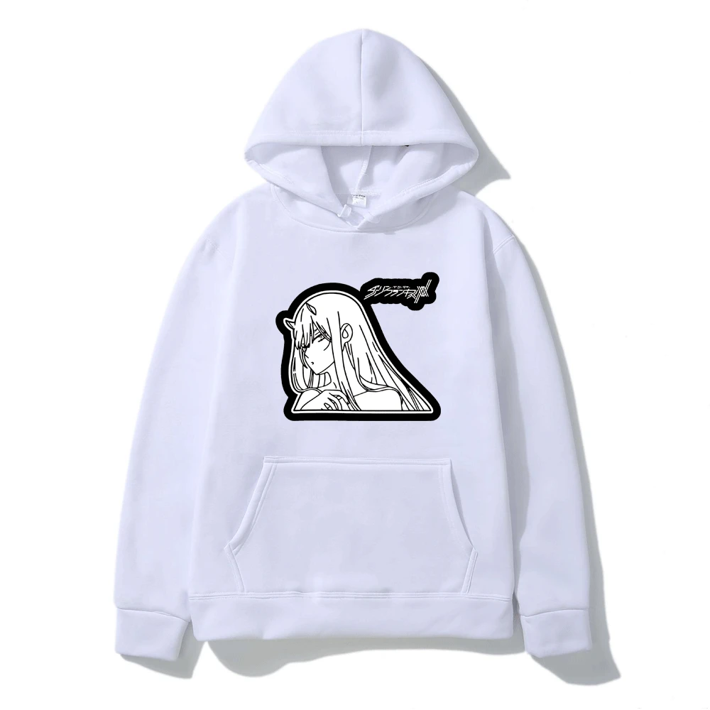 

Новинка 2021, толстовки с рисунком аниме Darling In The Franxx Zero Two, мужские и женские свитшоты, флисовый пуловер большого размера с капюшоном