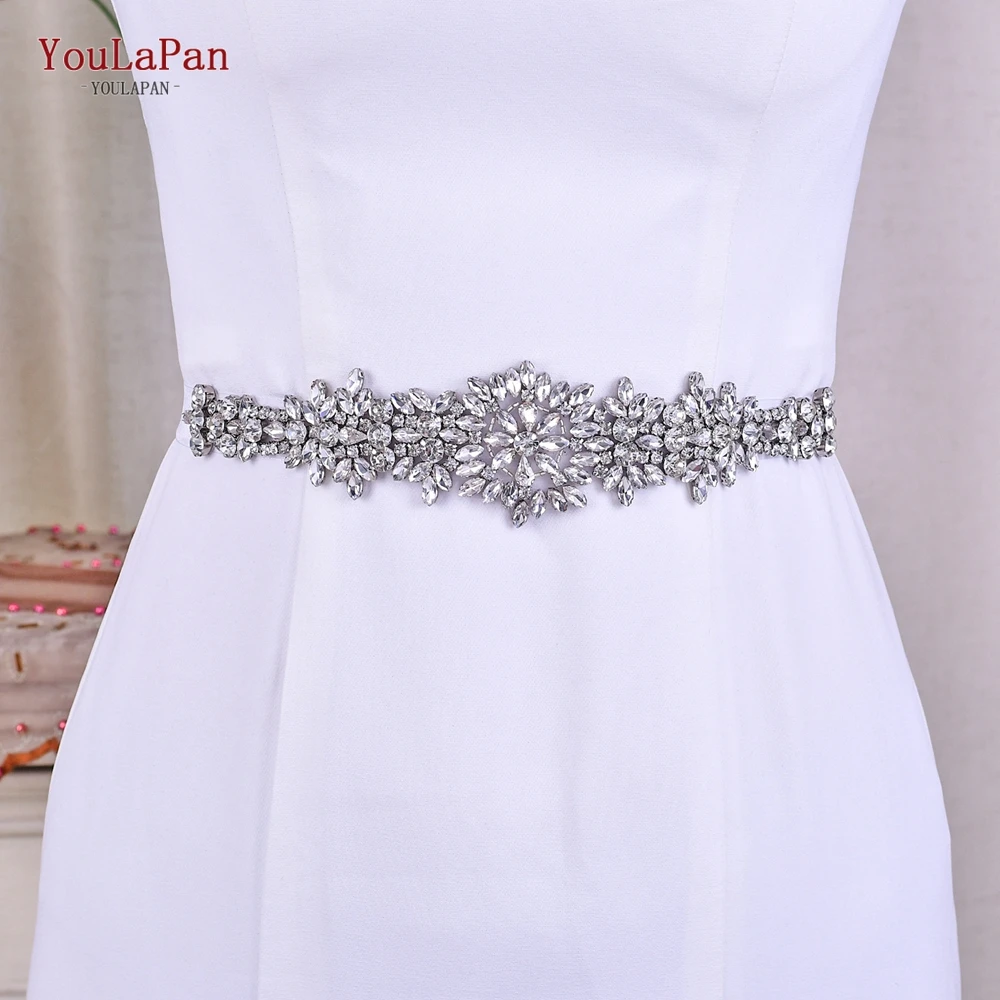 

YouLaPan S319 Wedding Dress Silver and Crystals Belt Rhinestone Belts for Wedding Dresses Waist Belt for Wedding Bridesmaid Belt