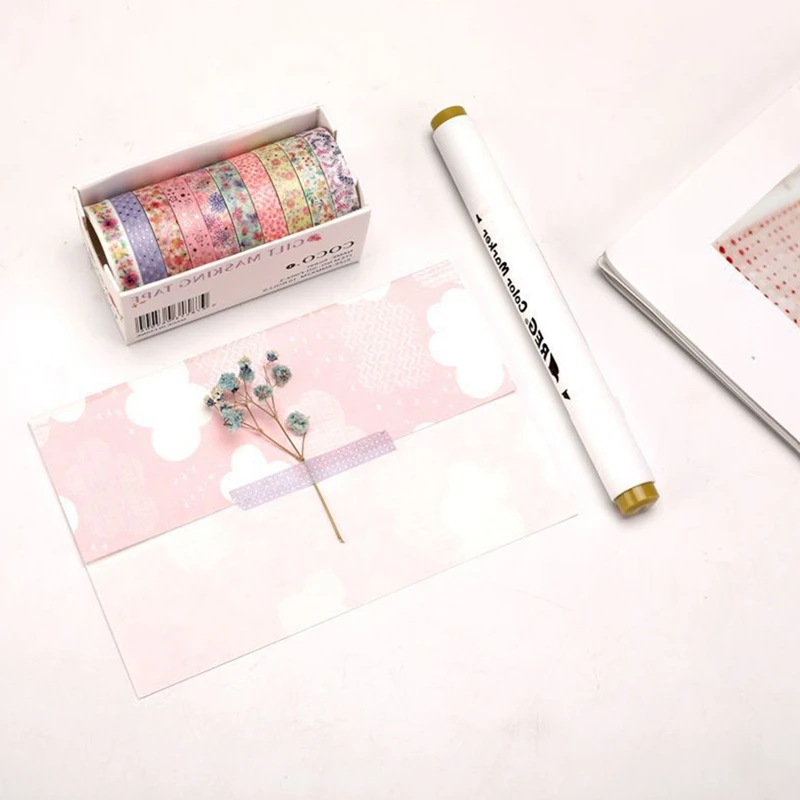 

10 rolls/set Cute Beautiful Multi-color Washi Tape Scrapbooking Decorative Adhesive Tapes Paper Japanese Stationery Sticker