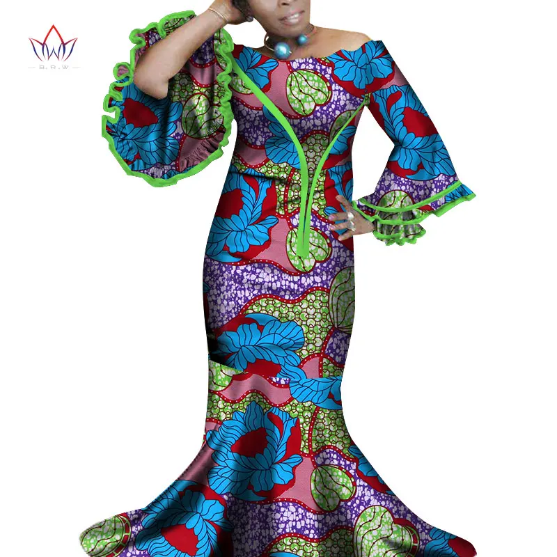 African Dresses For Women Vintage Dashiki Long Maxi prom Robe Bazin Riche Traditional African Style Full Sleeve Clothing WY3726